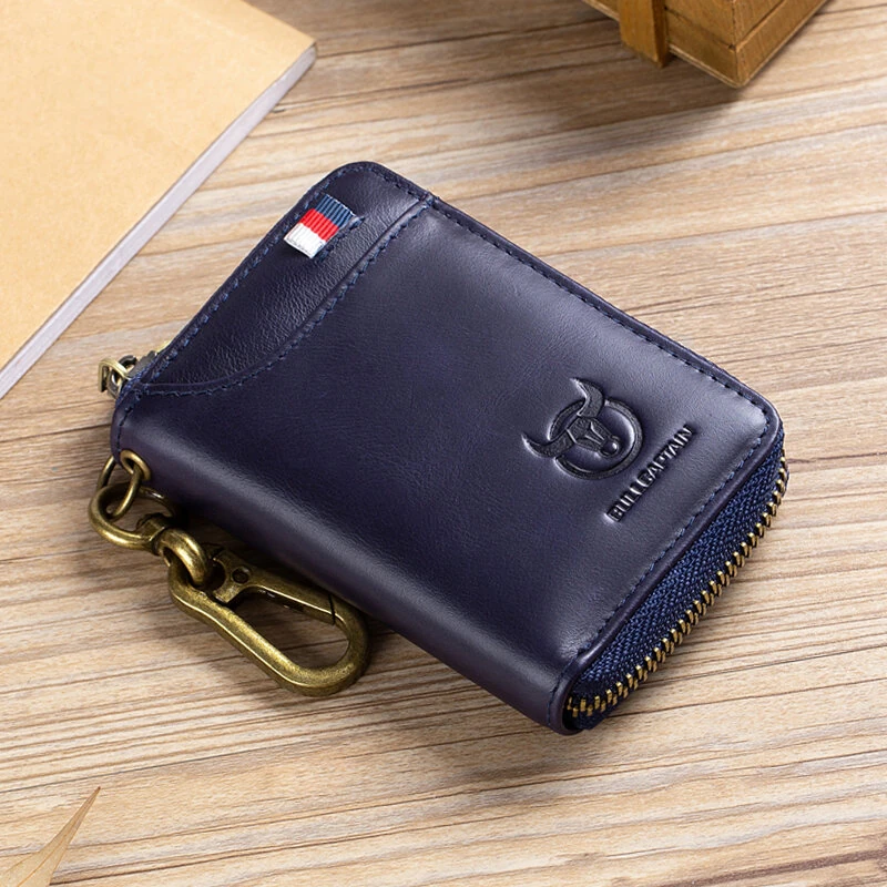 (image for) BULLCAPTAIN Genuine Leather Mens Waist-Mounted Wallet Card & Id Holders Multi-function Key Chain Holders Mini Key Bag Coin Purse Wallet Two-In-One with Gift Box